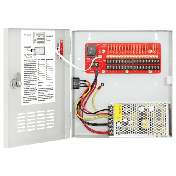 Secolarm SEC-PC-U1810-PULQ - 12VDC Switching CCTV Power Supply, 18 Outputs, 10A total
