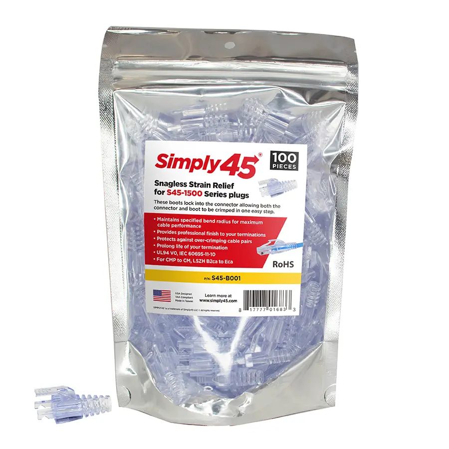 Simply45 S45-B001 Cat5e UTP Integrated Strain Reliefs (100-Pack)