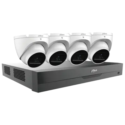 Dahua DAH-C542E42B - 2MP HDCVI Security System - 4 x 2MP HDCVI IR Turret Cameras and 1 xPentabrid HDCVI DVR with Analytics